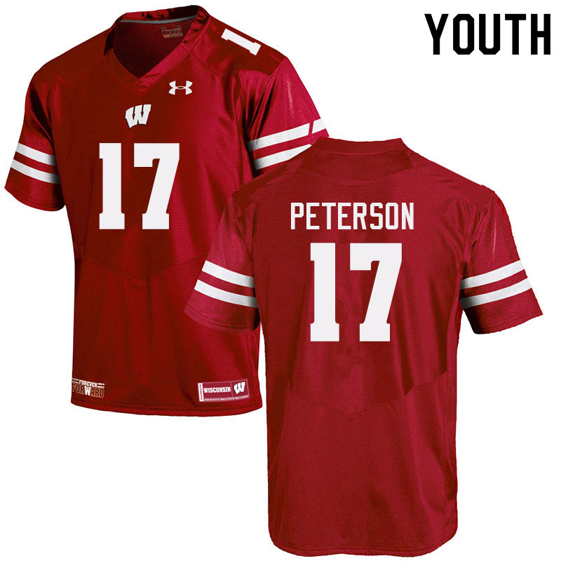 Wisconsin Badgers Youth #17 Darryl Peterson NCAA Under Armour Authentic Red College Stitched Football Jersey RI40R26CE
